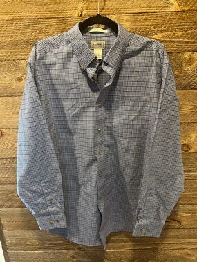 L.L. Bean Men’s Light Blue and Yellow Plaid Button-Down Shirt
